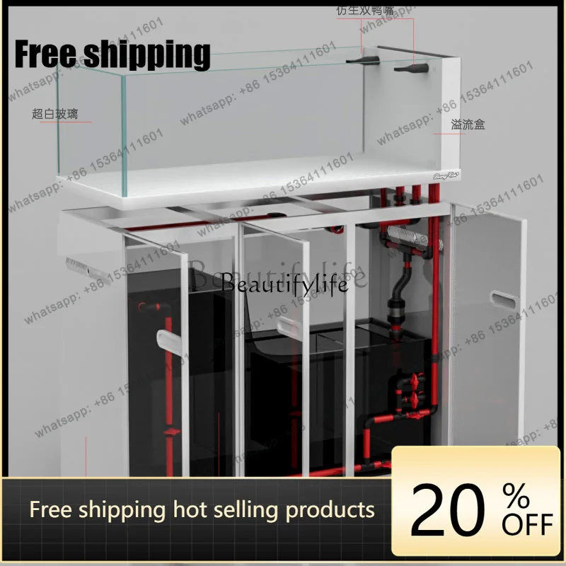 JJ Bright color fish tank star drill ultrawhite side overflow aquarium bottom filter living room ecological aquatic tank