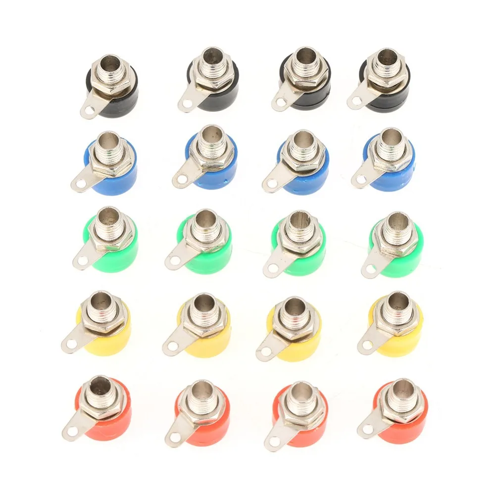 20Pcs 4mm Banana Jack Socket Mixed Colors Insulation Speaker Amplifier Terminal Fire Retardance Durable Binding Post