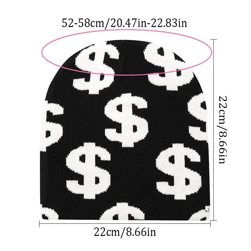 

Warm Color Block Fashion Personal Beanies Street Versatile Hip Hop New Men Women European Jacquard Dollar Pattern Knitted Hats
