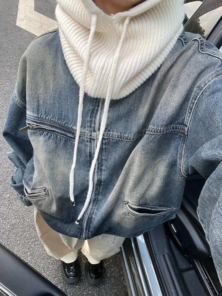 

Джинсовые пальто женские осенние твидовые с зубцами двусторонние Highstreet Cinching пояса плиссированные нишевые элегантные реглан OL