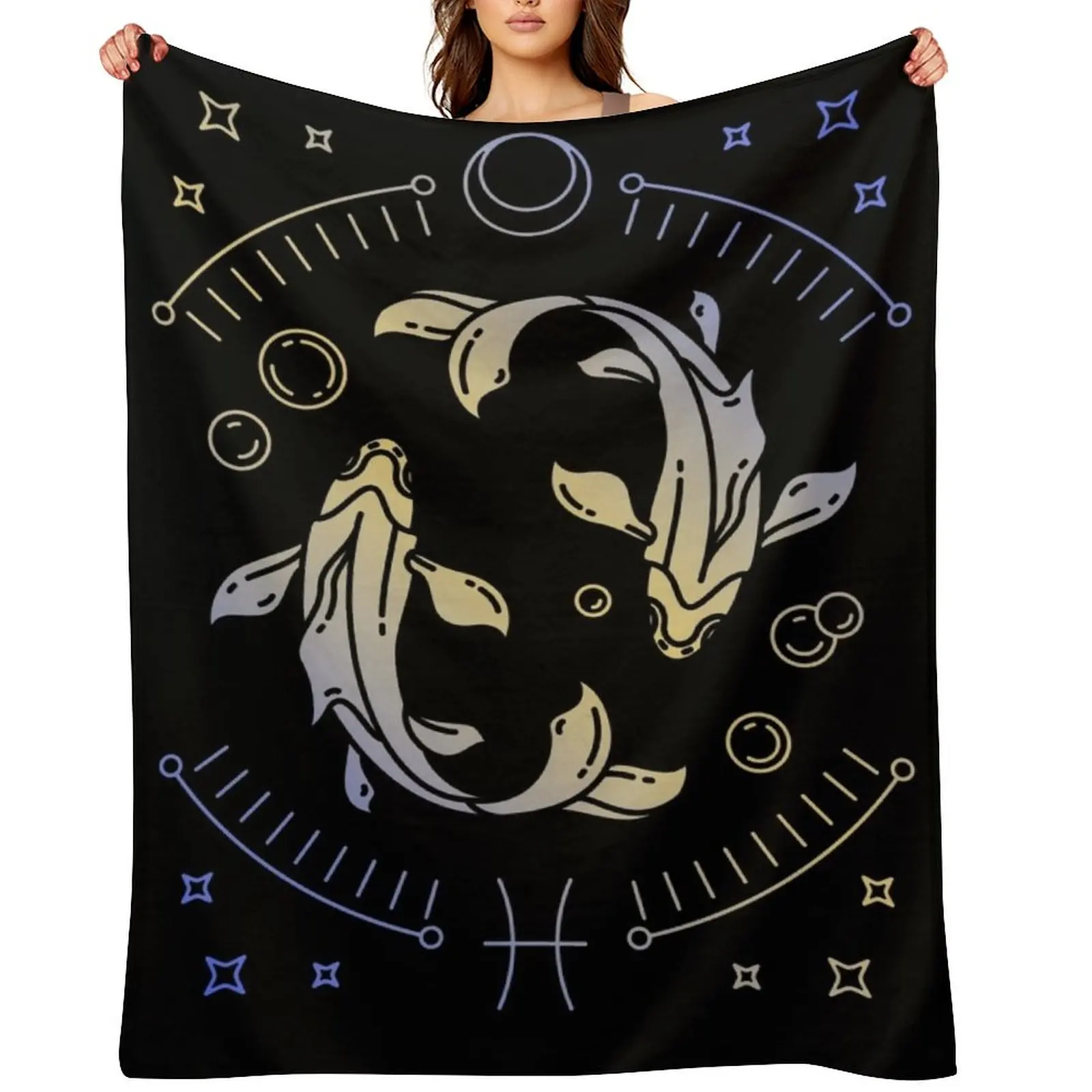 

Golden Pisces Design - Age of Pisces - Pisces Gift, Zodiac Astronomy, Phone Case, Shirt, Pisc Throw Blanket
