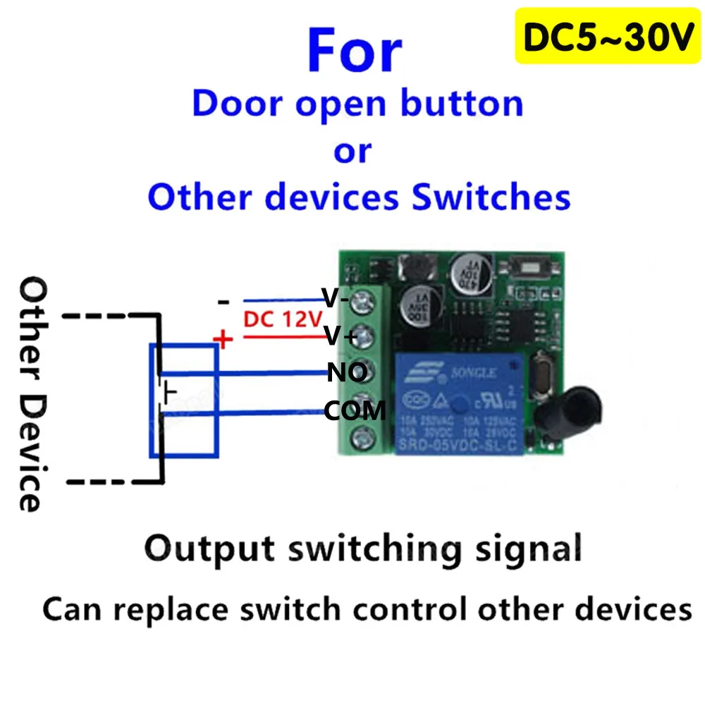 Wireless Switch DC 5V 12V 24V 1CH Relay Receiver Module And 1 Button Universal 433 Mhz Remote Control For Gate Garage Light Lamp