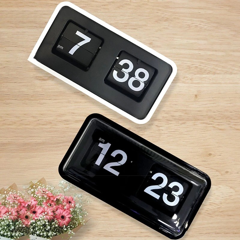 Box Flip Table Clock Silent 6 Inch Desk Clock Nordic Living Room Bedroom Dust-proof Desktop Watches Creative Home Decoration