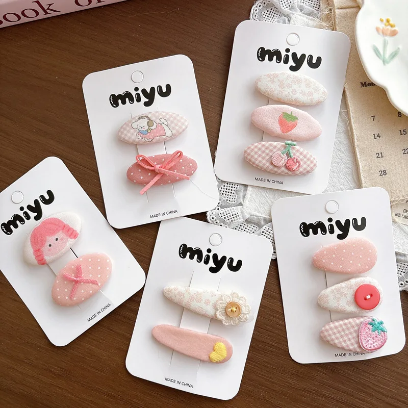 

Cute Pink Floral Hair Clips Set for Baby Girl Polka Dot BB Hair Barrettes Sweet Spring Fabric Side Bangs Clips Kids Hair Styling