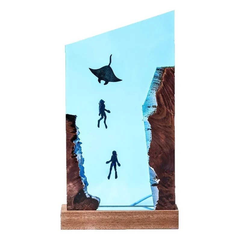 

Manta couple diver night light wooden ornaments bedroom decoration special Christmas gift