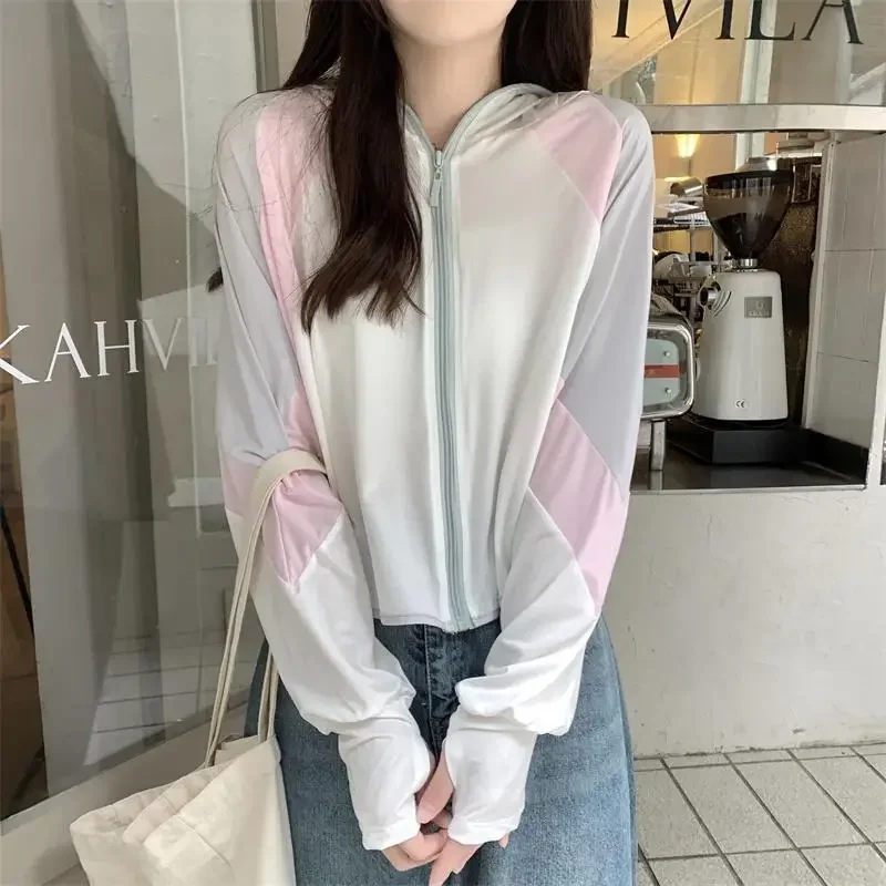 Hooded Jackets Women 5-Colors Summer Temperament Sun-proof Loose Sporty Korean Style Simple All-match Thin Fashion Ulzzang Chic