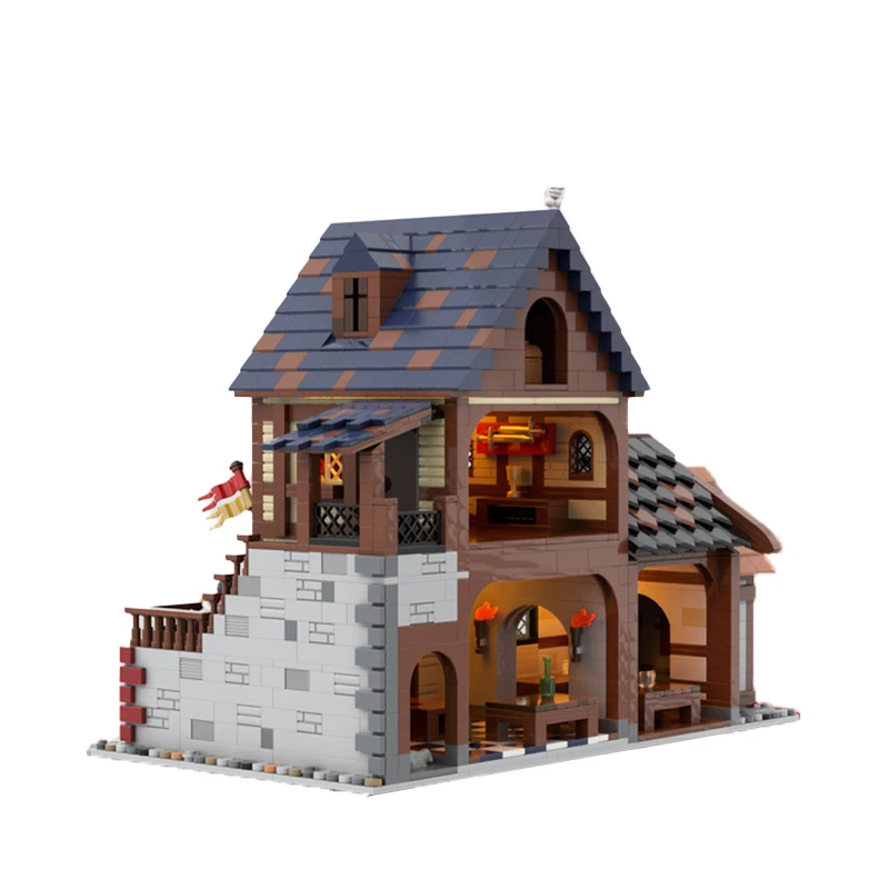 Classical Street View Medieval French House Castle Architecture Module Building Block Village Scene Model Children's Bricks Toys