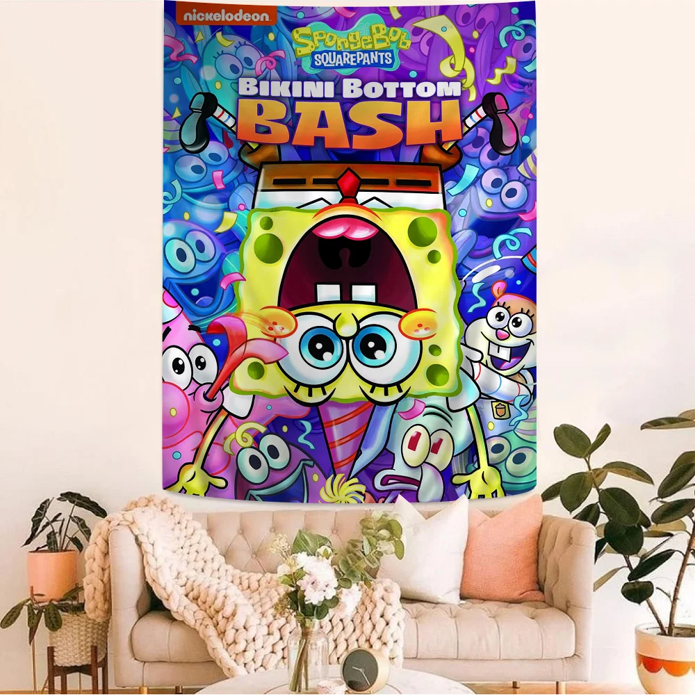 Cartoon S-spongebobs Cute DIY Sticky Poster Waterproof Paper Sticker Coffee House Bar Stickers Wall Painting