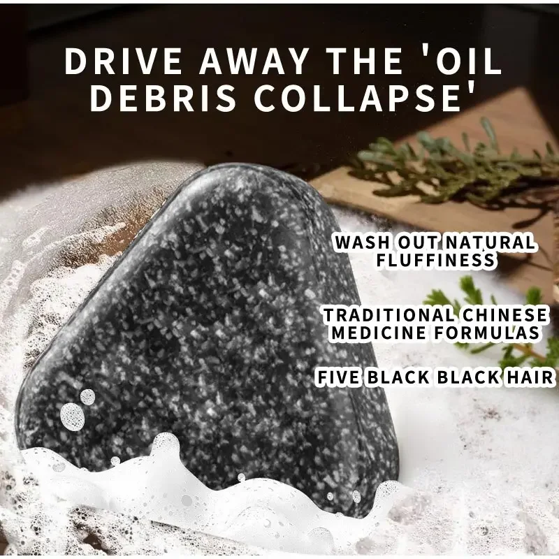 Natuurlijke Zwart Haar Shampoo Zeep Handgemaakte Bar Met Ganoderma Polygonum Multiflorum Voedende Glanzend Haar Kruiden Haargroei Zeep