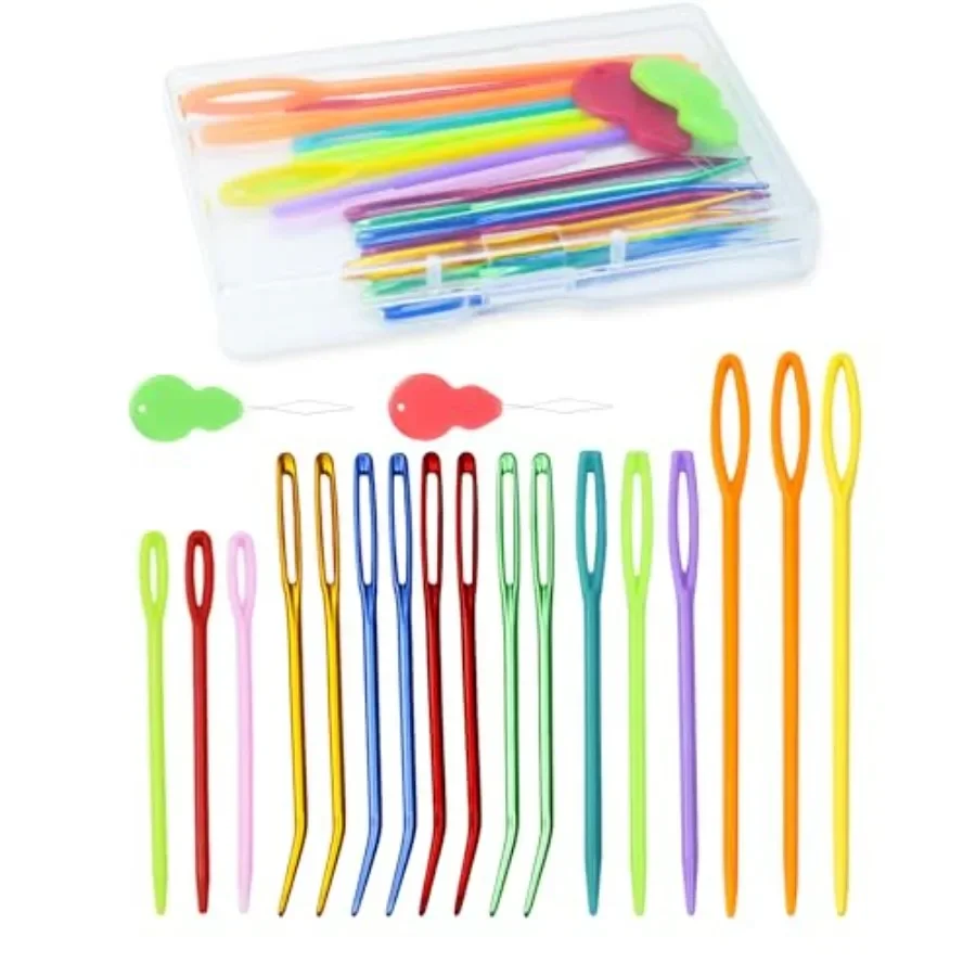 

19 Pcs Yarn Needles Set, Assorted Yarn Needles Bent Tapestry Needle Weaving Needle Darning Needles Plastic Needles Large Eye Bl