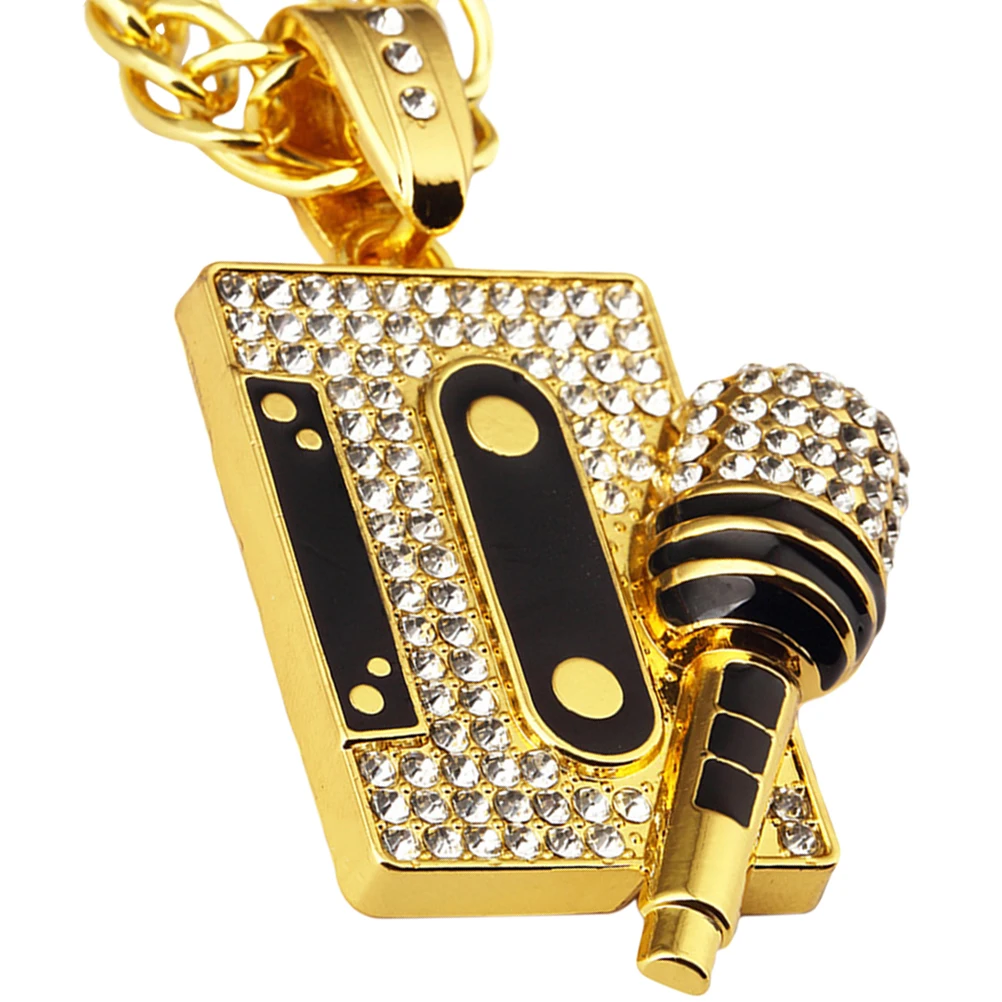 

Microphone Necklace Hip Hop Chain Rapper Alloy Jewelry for Men Women Party Daily Wear Gifts Christmas Birthday