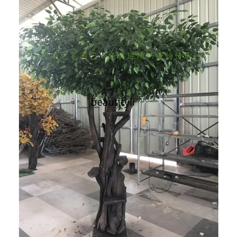 a485  Cat Tree Simulation Banyan Tree Large Fake Trees Jinrong Pachira Macrocarpa Modeling Plant Living Room Interior