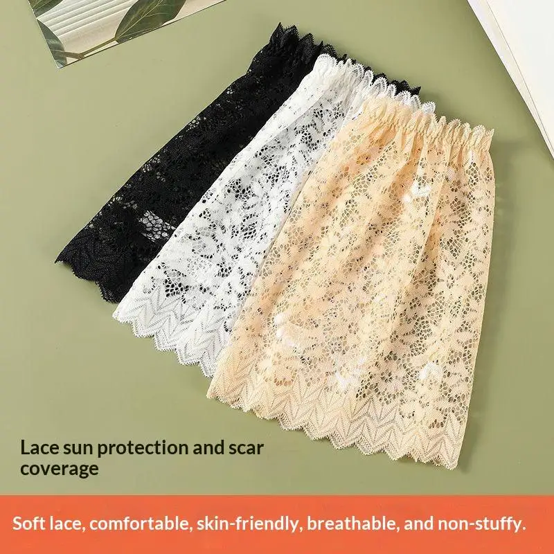 Hot! Soft Lace Sleeves Elastic Wrist Breathable Decorative Cuffs Solid Color Mesh Bell Sleeves For Casual Outfits
