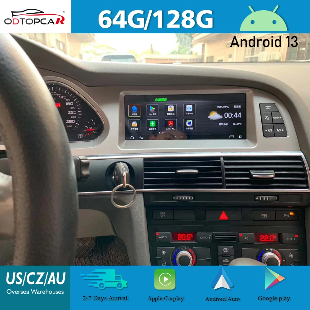 

ODTOPCAR 8.8" Android 13 Wireless Carplay for Audi A6 2005-2009 Android Auto Stereo Multimedia Car Radio Player Screen GPS Navi