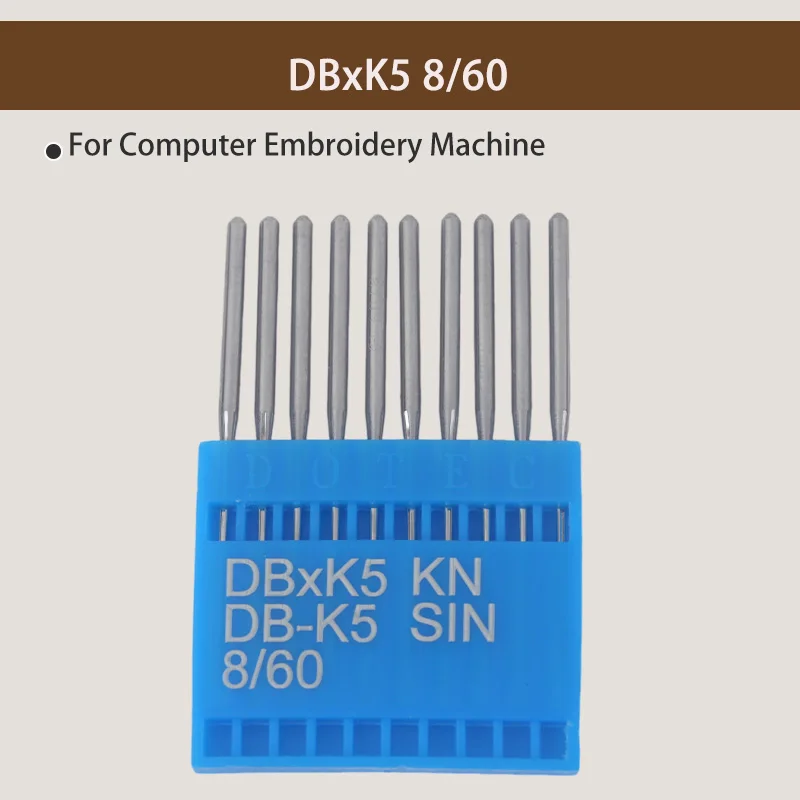10PCS DOTEC DBXK5 DB*K5 Sewing Machine Needles Silver Needle for Computer Embroidery Machine Needle, 8 9 10 11 12 14 16 18