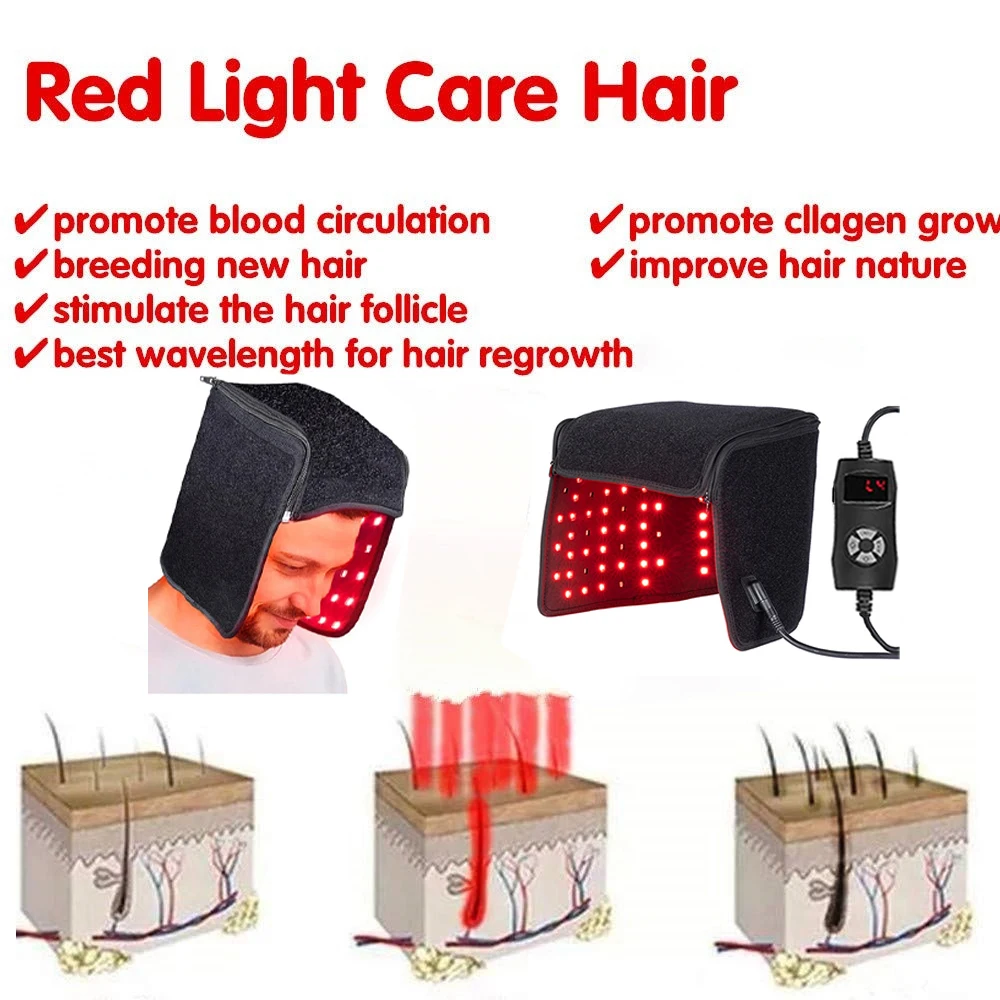 LED Red Light Therapy hat Hair Growth Cap Anti Hair Loss Anxiety Stress Relief Head Pain Hat Scalp Relax Massager Helmet