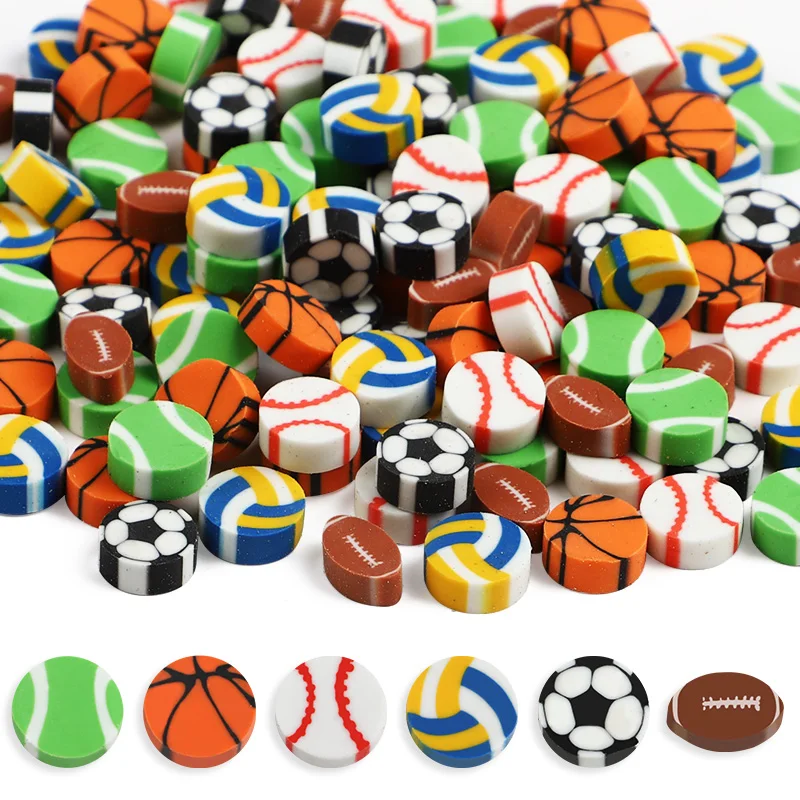 

50/100Pcs Sports Theme Erasers Bulk Basketball Soccer Mini Eraser for Kids Birthday Party Favors Pinata Filler Classroom Gifts