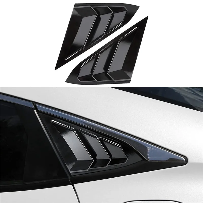 Proste 2 SZT. Żaluzje na tylne boczne okna Gloosy Black ABS do Honda Civic Sedan 2016-2021 Akcesoria Osłona wlotu powietrza