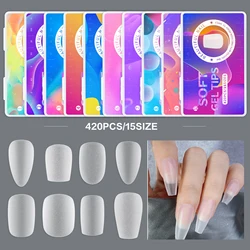 420pcs/box short non-marking frosted false nails acrylic soft full coverage press on nails nail art glamour extension tool