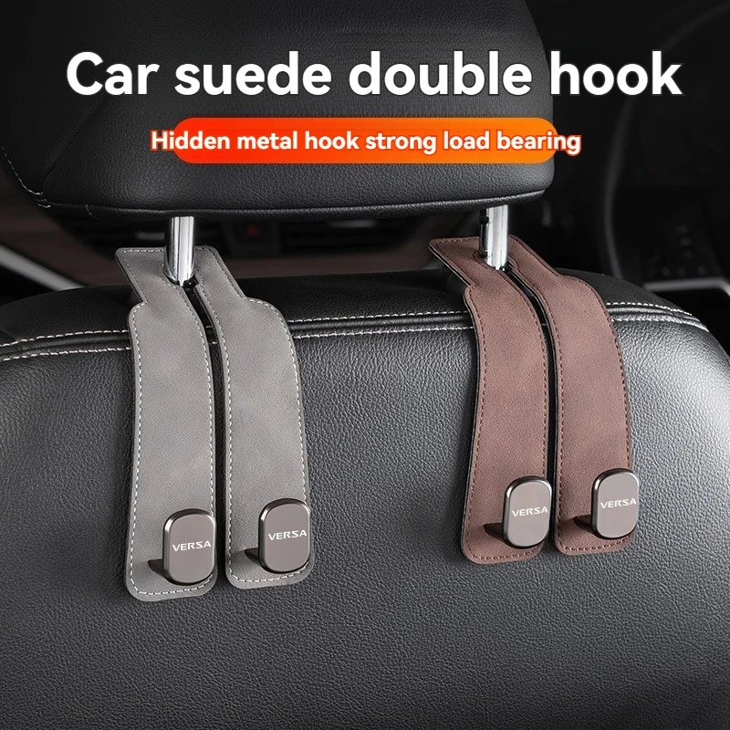 

Suede Double Hook Rear Seat Backrest Hook Car Interior Organizer Accessories with logo For Nissan versa Car