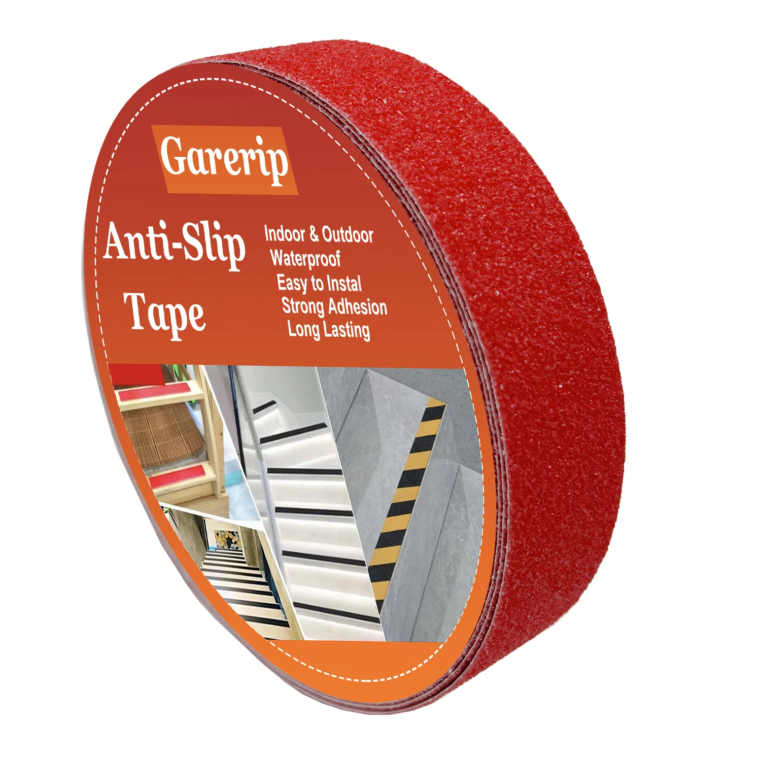 1 Roll of Safety Anti-Slip Tape, 2.5cm X 10.6m , Red Anti-Slip Tape for Indoor/Outdoor Stairs, Bathtubs, Bathrooms, Boats, Staircases, Swimming Pool Steps Safety Anti-Slip Tape