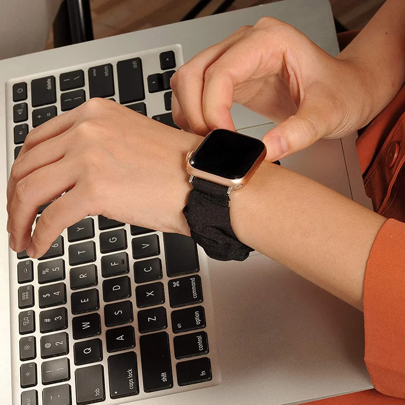Scrunchie Strap for Apple watch band 44mm 40mm 42mm 38mm ultra 2 49mm Nylon Solo Loop bracelet iWatch 3 4 5 SE 6 7 8 9 45mm 41mm image 6