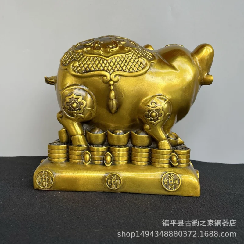 In and Out Lucky Money Box Pure Copper Golden Ornament Wealth Home Office Front Desk Decoration Zodiac Pig Display
