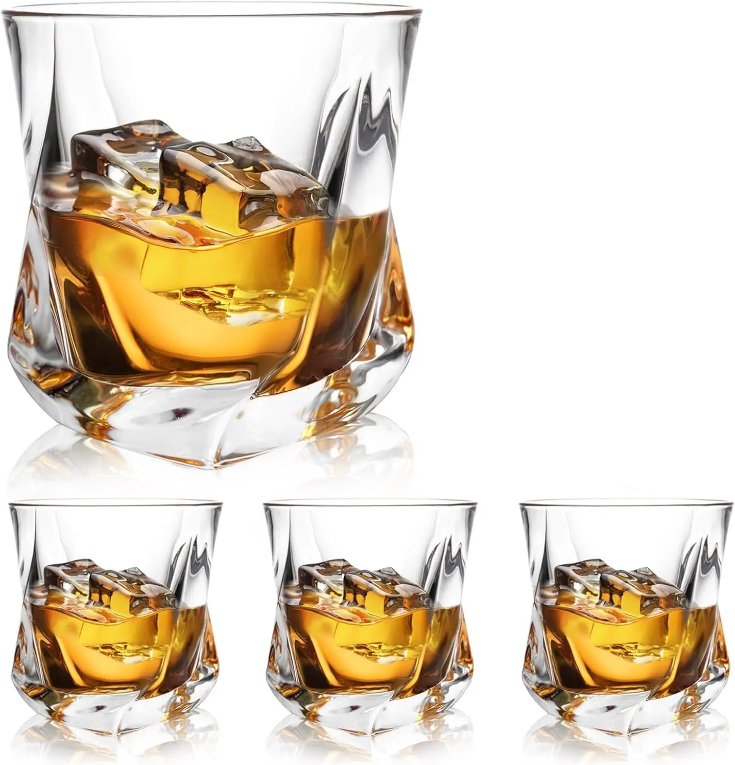 

Square Bottom Whiskey Glasses Set of 4, 7 Oz Crystal Tumblers for Scotch, Bourbon, and Cocktails - Elegant Gift for Men (4 SET)