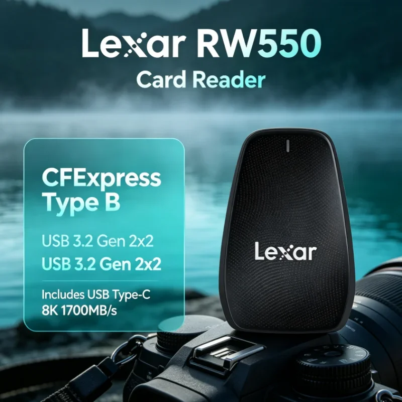 Lexar RW550 High Speed USB Type-C CFexpress Type B Reader 8K 20Gbps USB 3.2 Gen 2x2 Card Reader for Photo Transfer