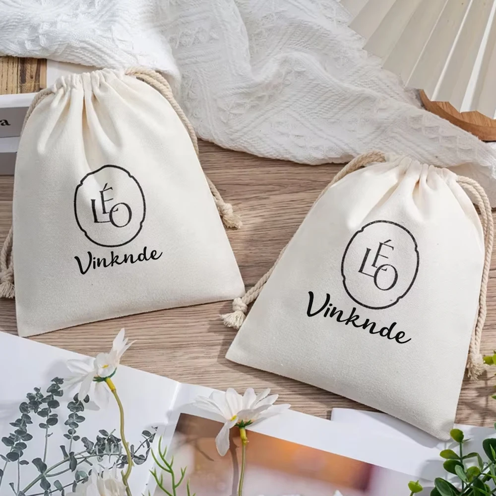 

Сумка на шнурке из органического хлопка с логотипом для свечей, натуральный мягкий подарок, ювелирные изделия, духи, уход за кожей, косметическая упаковка, муслиновые мешочки