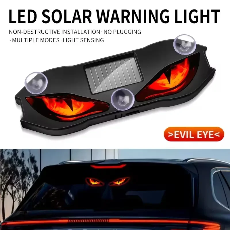 Solar Powered Car Neon Light Wireless Cool DEMON EYE Led Ambient Light Suction Cup USB Rechargeable Atmosphere Breathing Lamp