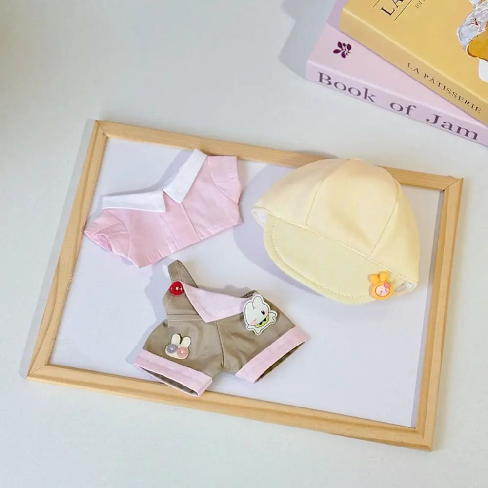 Cartoon T-shirt 20cm Cotton Doll Clothes Outfit Peaked Cap Cotton Doll's Clothes Fashion Mini Plush Doll Clothes