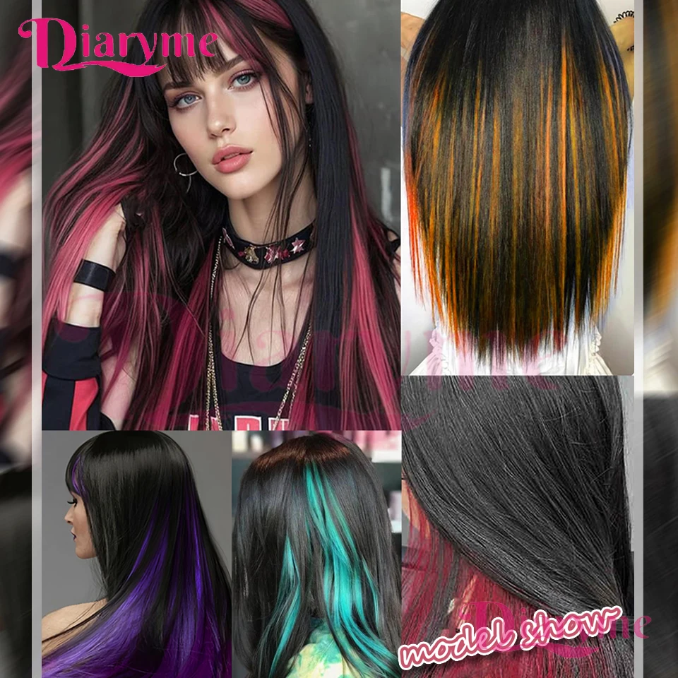 Perruque d'extension de cheveux synthétiques de couleur, 5 pièces, Style Clip BB, adaptée aux filles et aux dames, vêtements de vacances