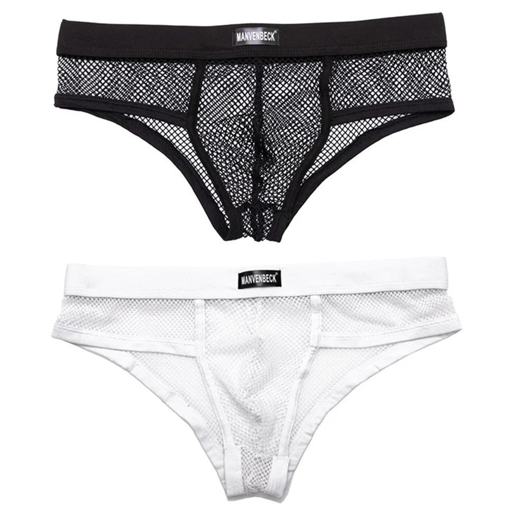 

Men Mesh Sheer Breathe Underwear Breathable Brief Sexy Lingerie Gay Low-rise Thong Fish Net Panties Gay Sissy Pouch Underpants