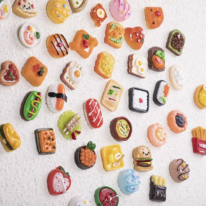 10 Pcs Simulation Stereoscopic Food Toys Random Mixed Doll House Decoration Phone Case DIY Hair Card Ornament Accessories