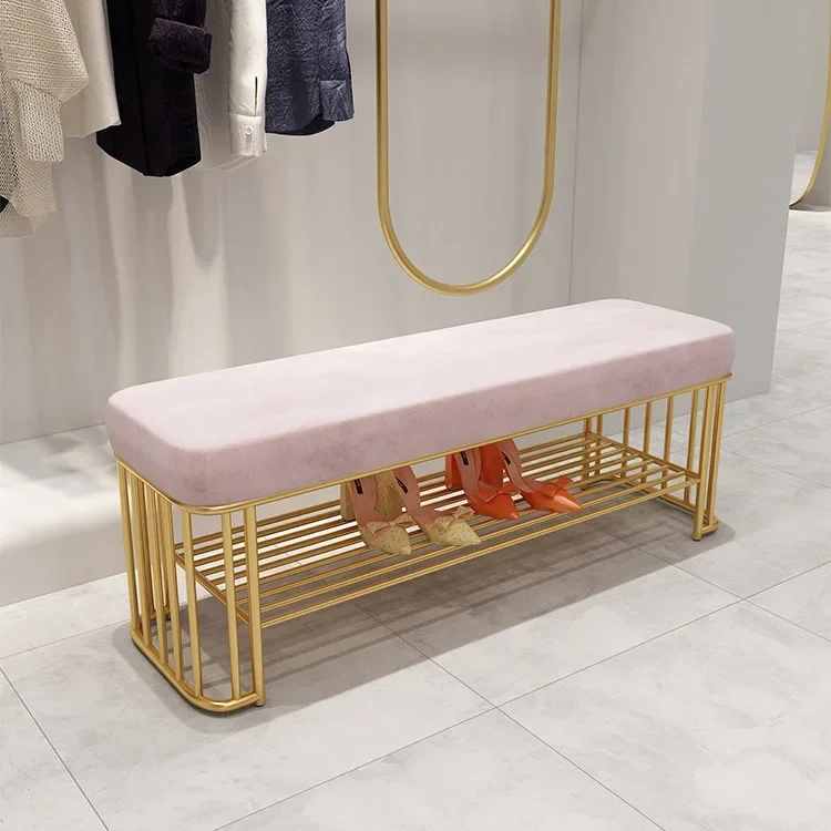 Nordic Clothing Store Shoe Bench - Long Strip Test Stool for Entryway