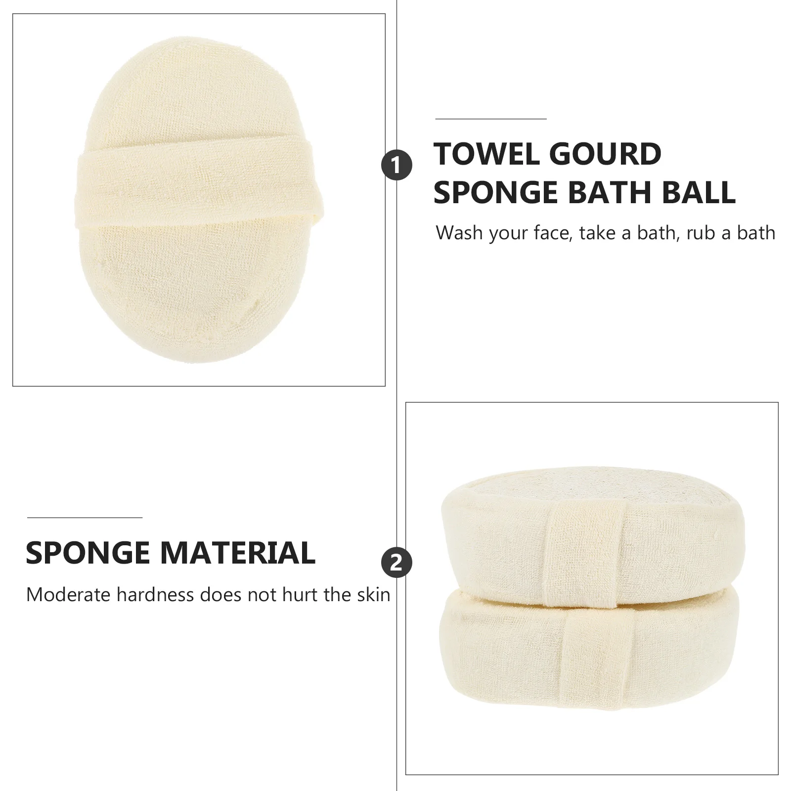 

2 Pcs Bath Scrubber for Body Loofah Ball Sponge Balls Bathing Cleansing Yellow Natural Sponges
