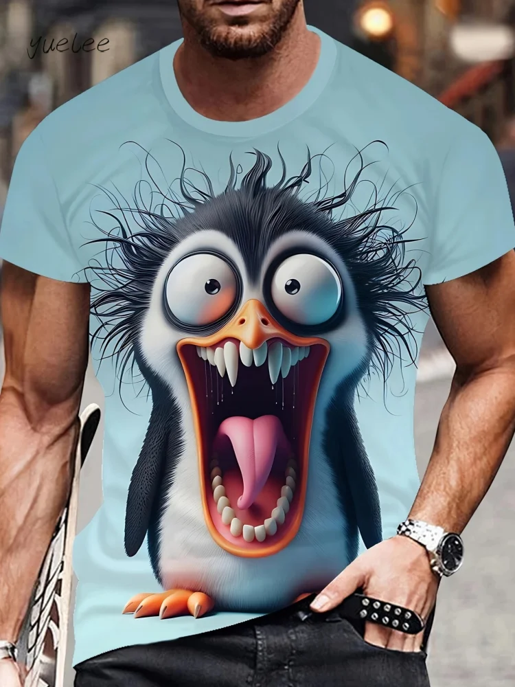 

New Animal Cartoon Men's T-Shirt Summer Street Men's Top Hip-Hop Oversized Men Short Sleeved Tee Loose Breathable Men's Clothing