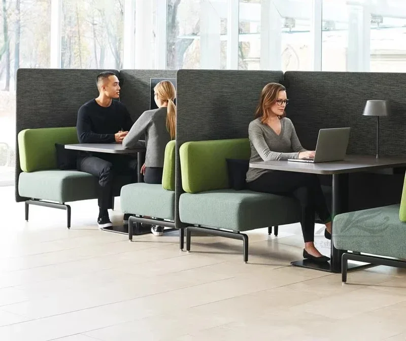 Office rest area to negotiate high back simple private partition back commercial L-shaped sofa