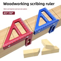Aluminum Alloy Woodworking Ruler Triangle Square 45 90 Degree Multi-Angle Layout Protractor Engineer Carpenter Measuring Tool