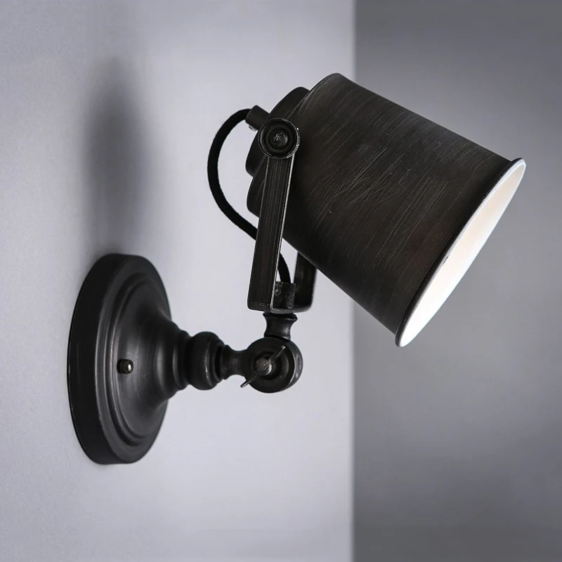 Retro Loft American Adjustable Wall Lamp Corridor Bedroom Wall Lamp Stair Porch Study Restaurant Cafe Light