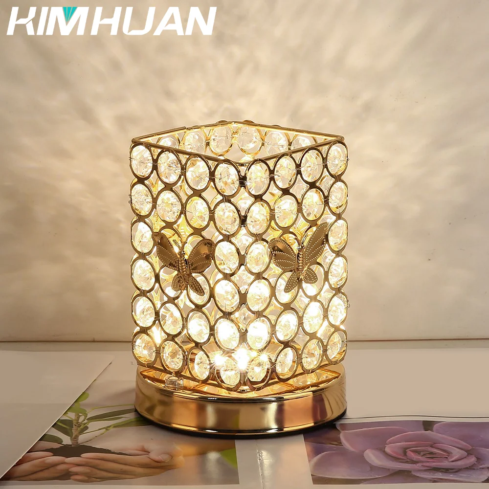 Europäisches Kristall licht 3 Farben verstellbare Touch-Tisch lampe wiederauf ladbare LED-Nachttisch lampe kreative Rubik's Cube Light