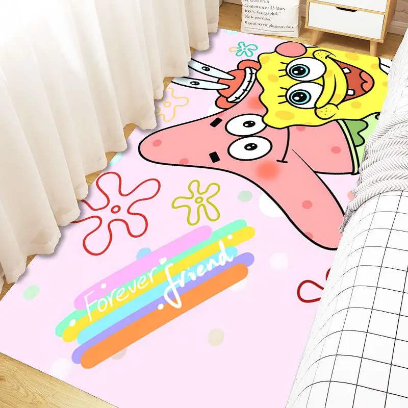 Cartoon SpongeBob SquarePants Patrick Star Floor Mat Cute Carpet Bedside Blanket Indoor Balcony Bay Window Mat Stain-Resistant