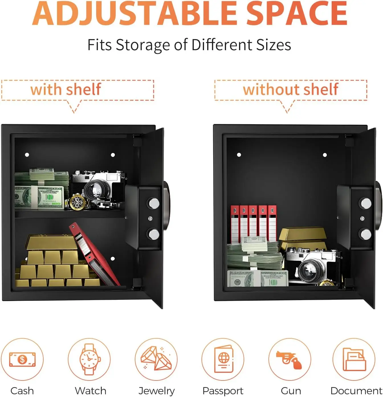 Safe Box, 2.0 Cubic Ft Safe Anti-Theft with Digital Keypad Security Key Lock Sensor Light for Home Hotel Office Document Jewelry