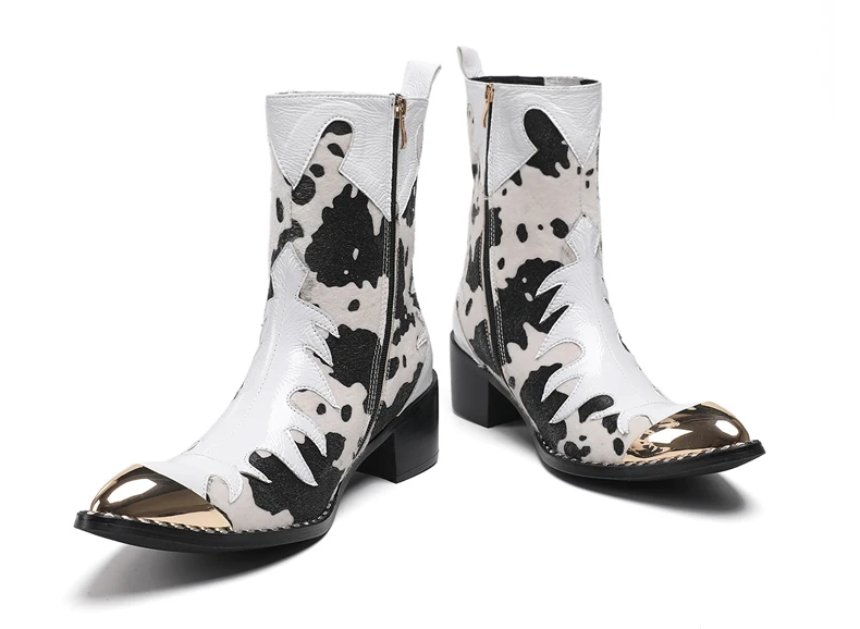 Britische Metall Spitzschuh Party Club Mann Schuhe Rot Motorrad Reißverschluss Stiefeletten Plus Größe Hochzeit Party Echtes Leder Kurzer Stiefel – Detail 15