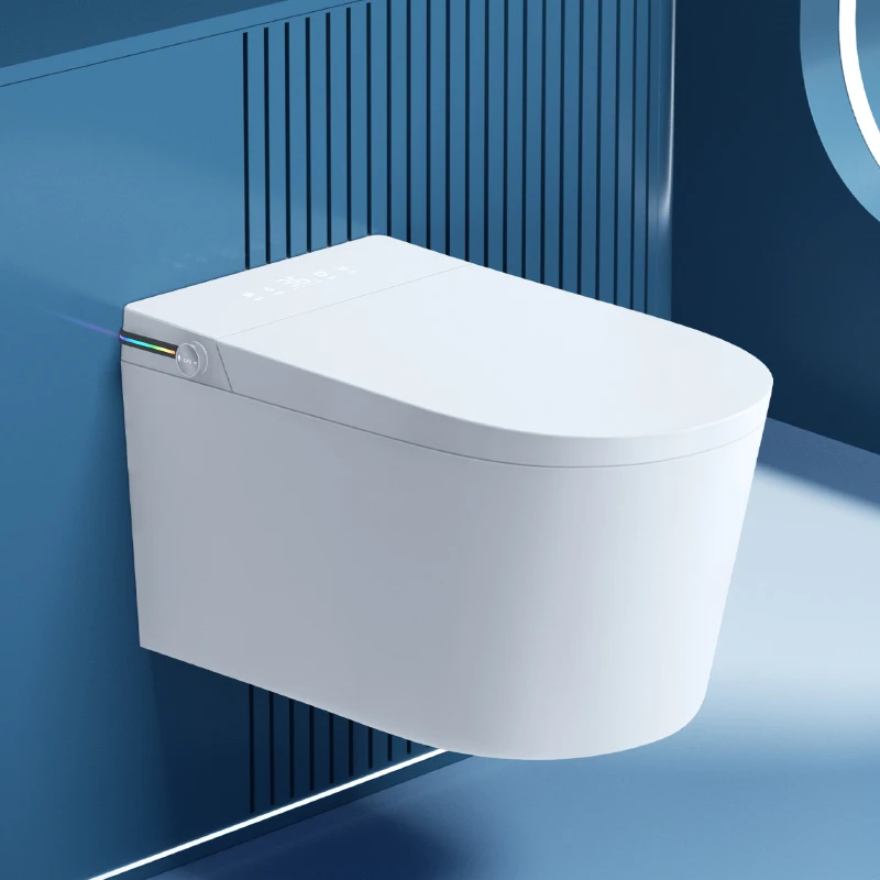 

Modern Intelligent Wall-Hung Smart Toilet Bowl Set Inodorous Ceramic WC Dual-Flush Auto Sensor Remote Control Seat Heating Night