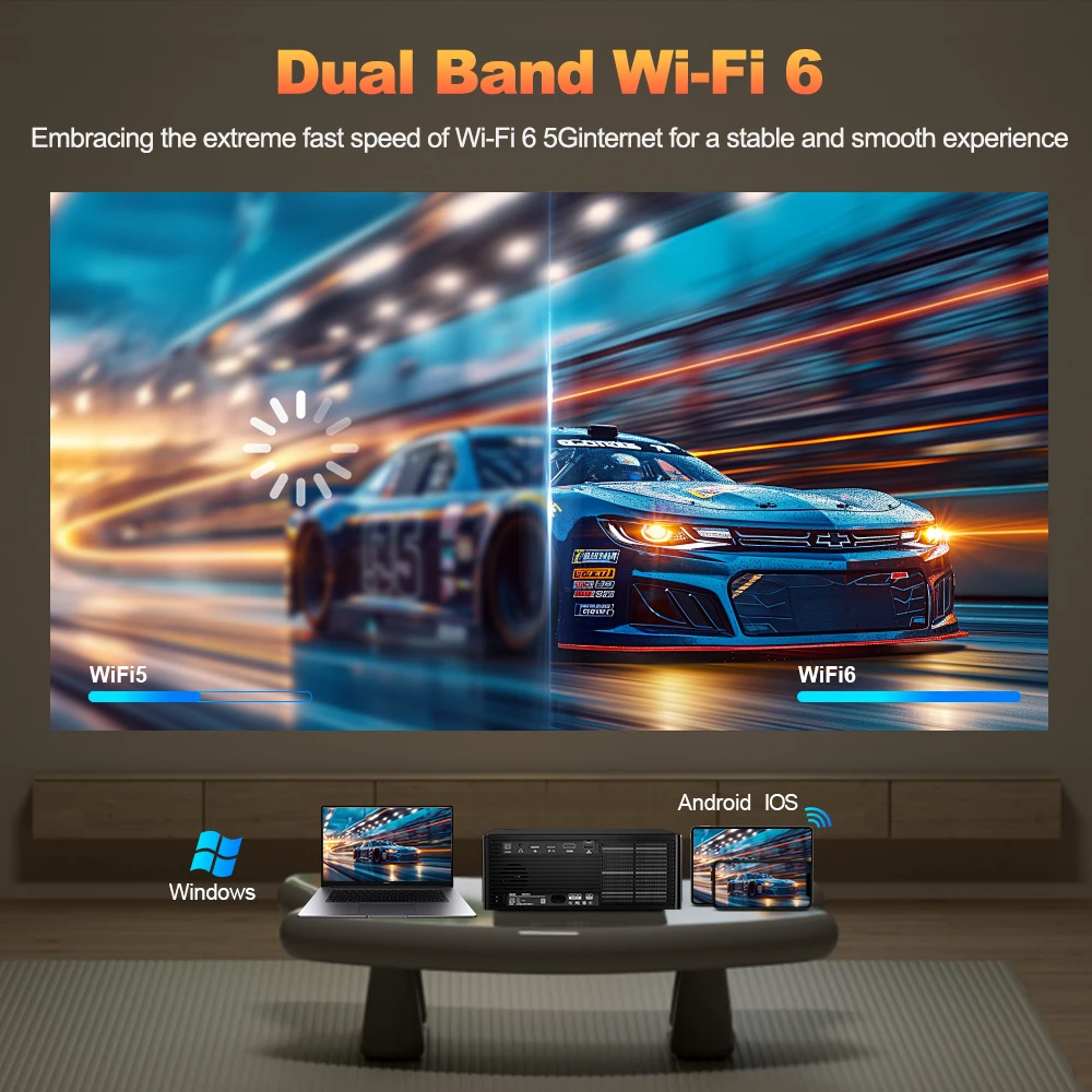 جهاز عرض فيديو DESS C4Pro 4k مزدوج واي فاي 1800Lume BT5.2 1080P مع التركيز التلقائي للسينما المنزلية جهاز عرض تلفزيون أندرويد مشروع شاشة LED #3