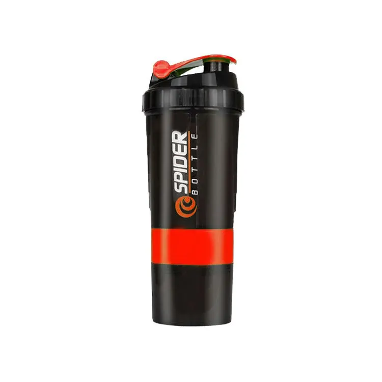 3 Schichten Shaker Protein Flasche Pulver Shake Tasse Wasser flasche Kunststoff Misch becher Körperbau Übungs flasche