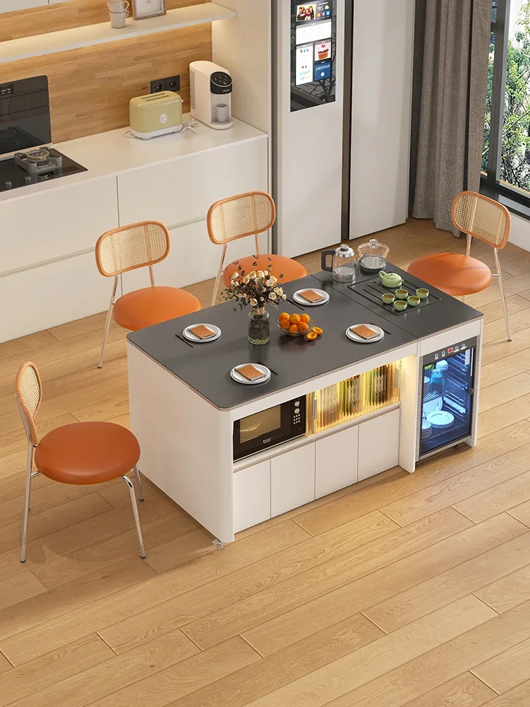 Telescopic island dining table integrated small apartment multi-function with induction High Quality
