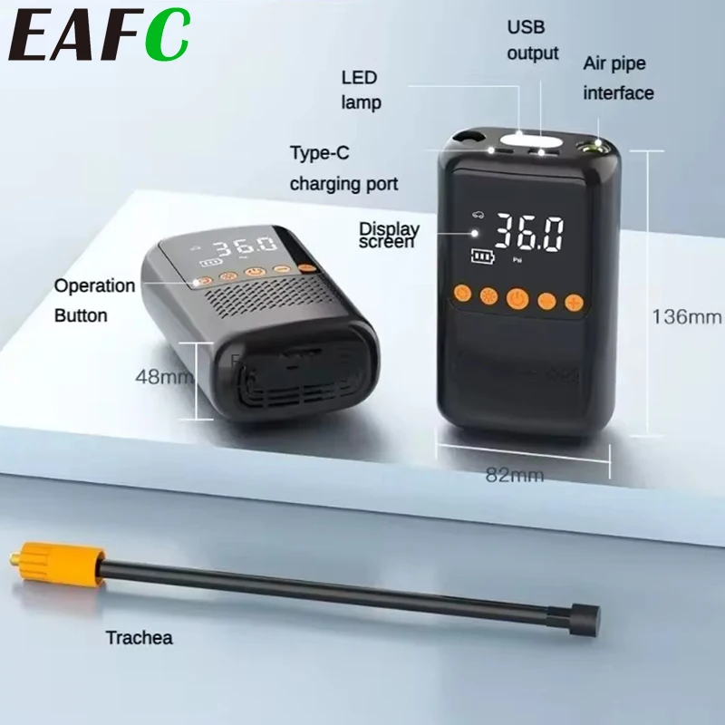 

Насос надувной EAFC, ручной беспроводной компрессор 4000 мАч, портативный Электрический насос для автомобиля, мотоцикла, велосипеда
